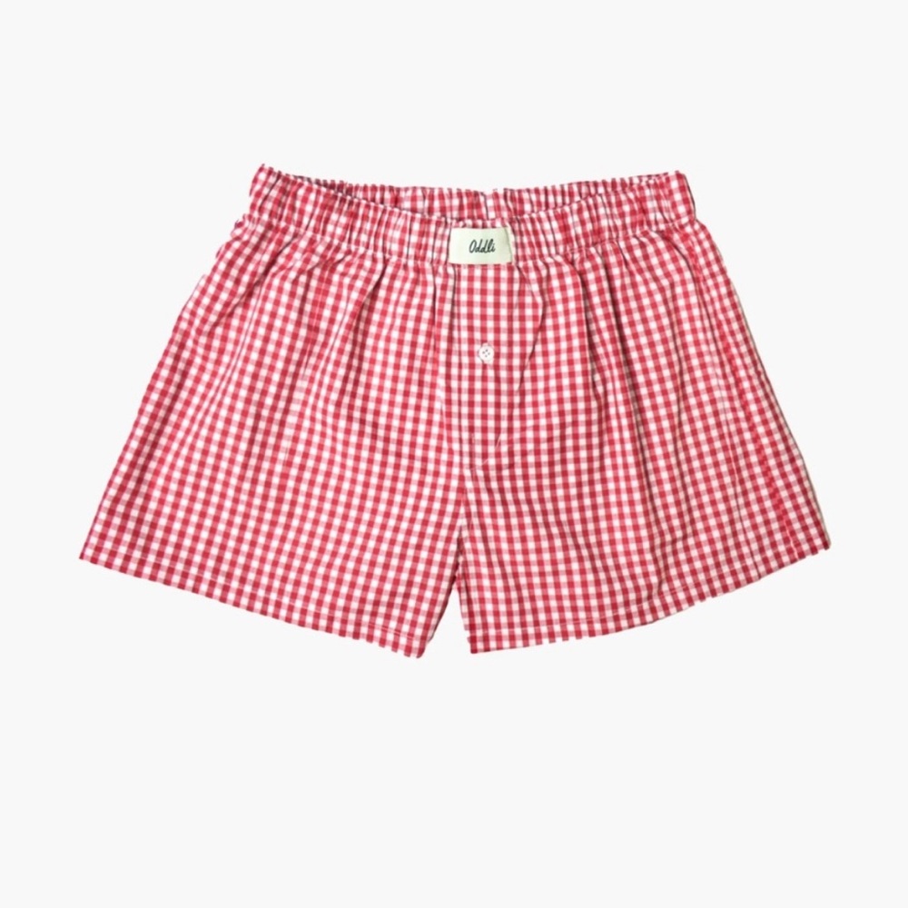 Oddli Classic Boxers - 3X, XXXL Red Gingham Women's Shorts